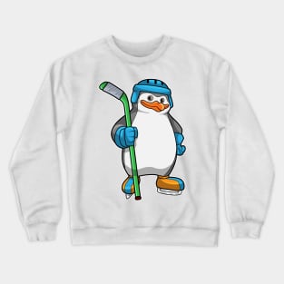 Penguin at Ice hockey with Ice hockey stick Crewneck Sweatshirt